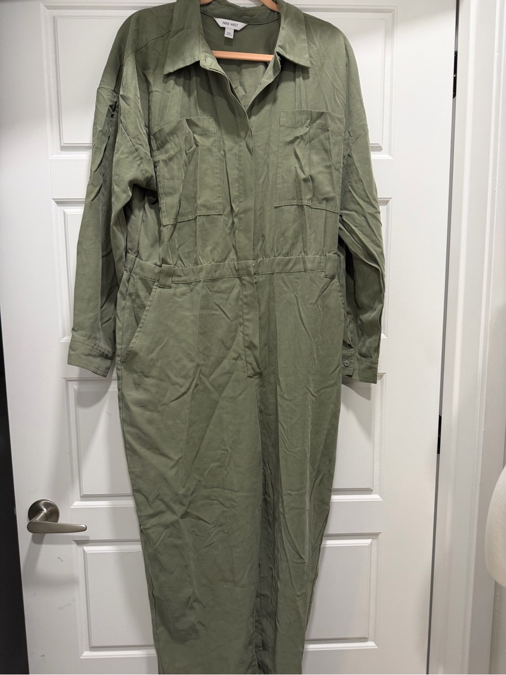 Nine West Utility Jumpsuit in Olive Green